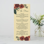 Warm Beige Romantisches Blumenmenü , Hochzeitsmenü Menükarte (Stehend Vorderseite)