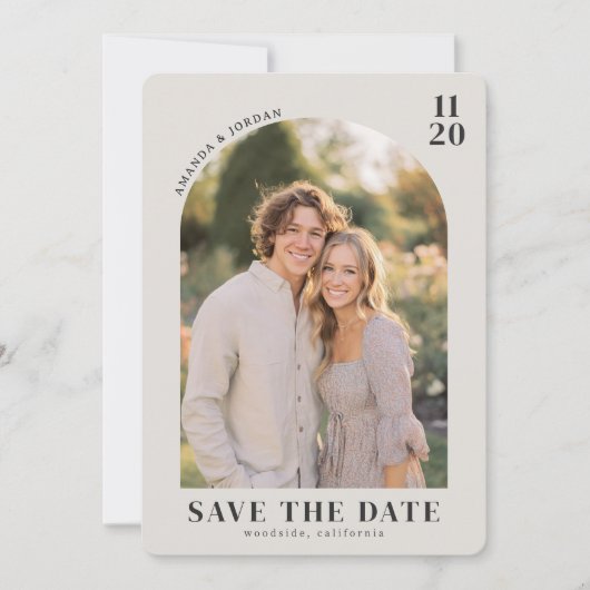 Warm Beige Rustikal Foto Save The Date (Vorderseite)