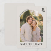 Warm Beige Rustikales Foto Save The Date (Vorne/Hinten)