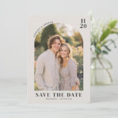 Warm Beige Rustikales Foto Save The Date (Stehend Vorderseite)