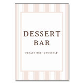 Warm Beige Serif Dessert Bar Schild Tischnummer (Rückseite)