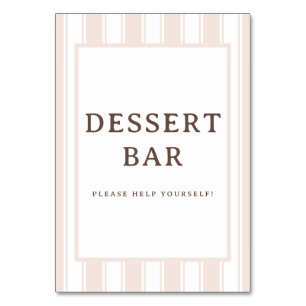 Warm Beige Serif Dessert Bar Schild Tischnummer