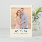 Warm Beige Vintage-Foto Save The Date (Stehend Vorderseite)