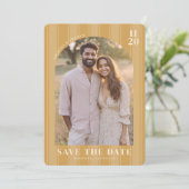 Warm Beige Vintage Foto Save The Date (Stehend Vorderseite)