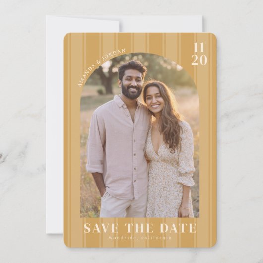 Warm Beige Vintage Foto Save The Date (Vorderseite)