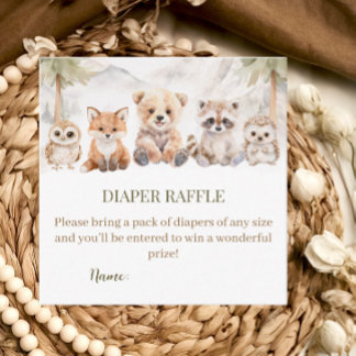 Warm Beige Woodland Diaper Raffle Baby Shower Card Begleitkarte