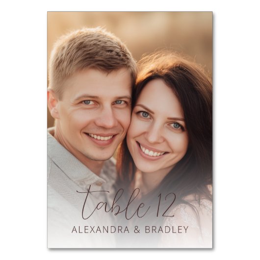 Warm Beiges Romantisches Foto Tischnummer (Rückseite)