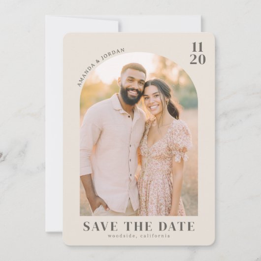 Warm Beiges Vintage-Foto Save The Date (Vorderseite)