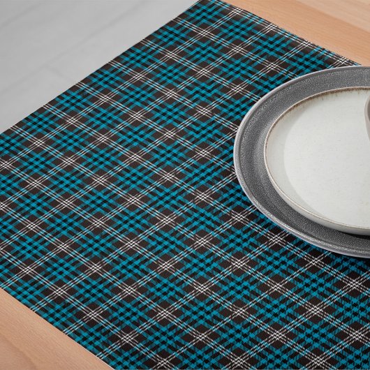 Warm blauer grauer Tartan - Geschenk für Ansammlun Großer Tischläufer