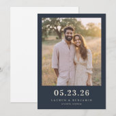 Warm Blue Intimate Photo Save The Date (Vorne/Hinten)