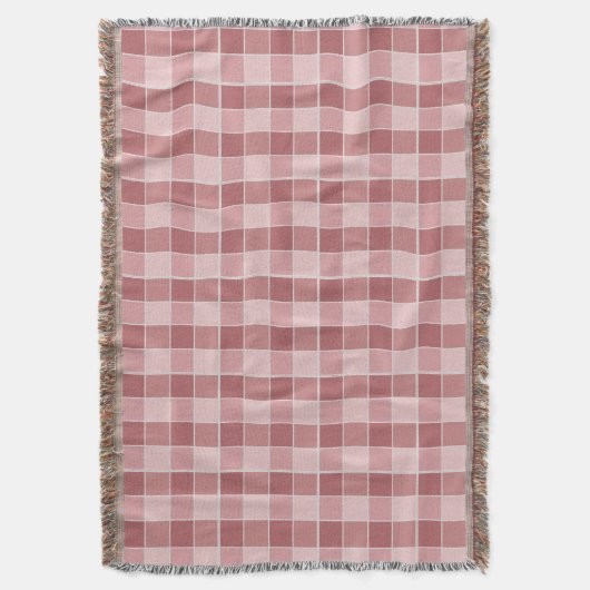 Warm Blush Checkerboard Pattern Soft Pink & Terrac Decke (Vorderseite Vertikal)