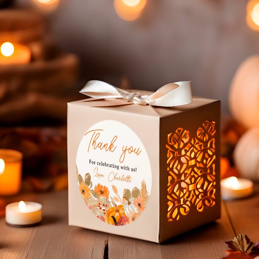 Warm Boho Kleine Kürbisfallen Babydusche Runder Aufkleber