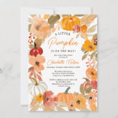 Warm Boho Little pumpkin fall baby shower Einladung (Vorderseite)