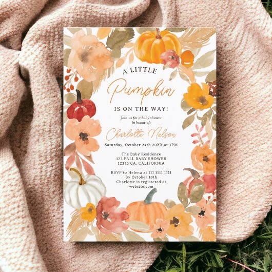 Warm Boho Little pumpkin fall baby shower Einladung