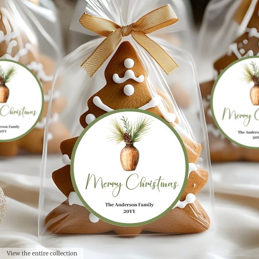 Warm Boho Scandinavian Holiday Gift Wrap Sticker