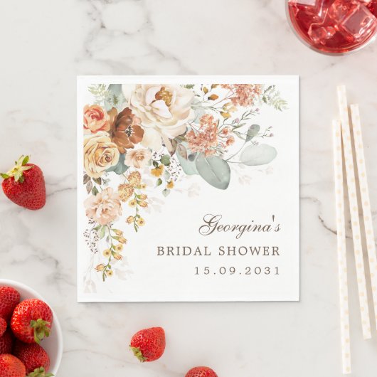 Warm Boho Terracotta Brautparty Serviette (Beispiel)