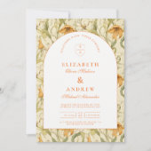 Warm Botanical Arch Wedding Einladung (Vorderseite)