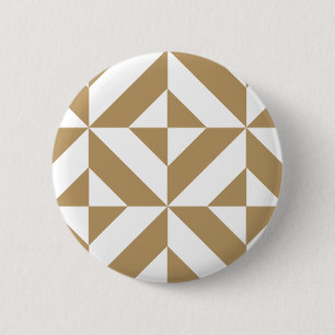 Warm Brown Geometric Deko Cube Pattern Button