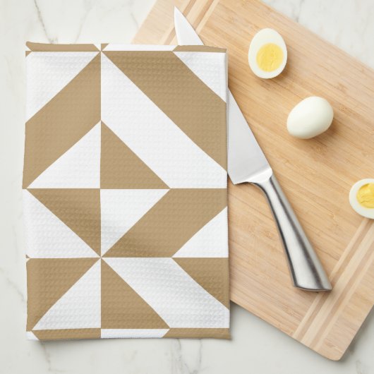 Warm Brown Geometric Deko Cube Pattern Küchentuch (Viertel Falte)