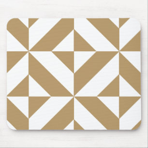 Warm Brown Geometric Deko Cube Pattern Mousepad