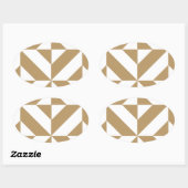 Warm Brown Geometric Deko Cube Pattern Ovaler Aufkleber (Blatt)