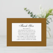 Warm Brown Simple Funeral Thank You Card Einladung (Stehend Vorderseite)
