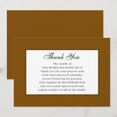 Warm Brown Simple Funeral Thank You Card Einladung (Vorne/Hinten)