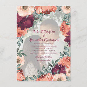 Warm Burnt Orange Burgundy Floral Wedding Foto Einladung