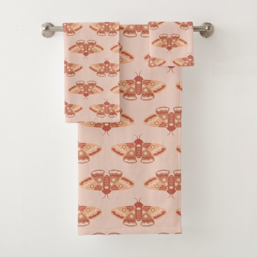 Warm Butterfly Motif - Soft Boho Ästhetik Badhandtuch Set (Insitu)