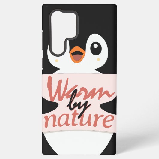 Warm by nature: Adorable Penguin with Playful Text Samsung Galaxy Hülle (Rückseite)