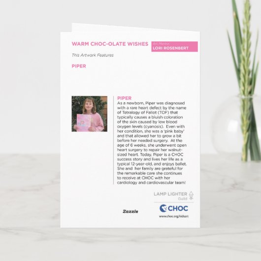 Warm CHOColat Wish - Kinder Kunst für CHOC Dankeskarte (Rückseite)