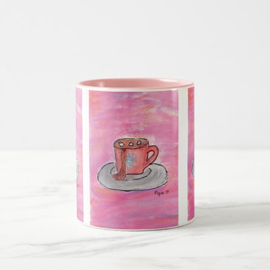 Warm CHOColat Wish - Kinder Kunst für CHOC Zweifarbige Tasse (Mittel)