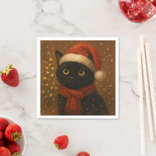Warm Christmas Cat Paper Napkins Serviette (Beispiel)