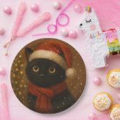 Warm Christmas Cat Pappteller (Party)