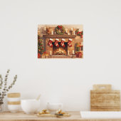 Warm Christmas Fireplace Scene Poster (Küche)