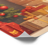 Warm Christmas Fireplace Scene Poster (Ecke)