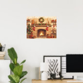 Warm Christmas Fireplace Scene Poster (Heimbüro)