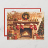 Warm Christmas Fireplace Scene Postkarte (Vorne/Hinten)