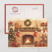 Warm Christmas Fireplace Scene Postkarte (Vorne/Hinten)