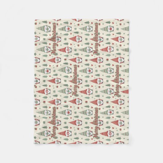 Warm Christmas Gnome Pattern Fleece Blanket (Vorderseite)
