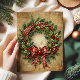 Warm Christmas wreath decoupage paper red green Seidenpapier