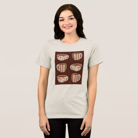 Warm Circle Muster auf Kaffeetassen Tri-Blend Shirt (Vorderseite voll)