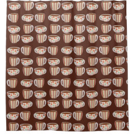 Warm Circle Pattern On Cups Of Coffee Duschvorhang