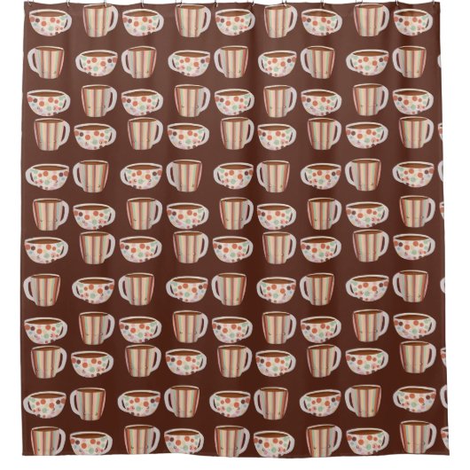 Warm Circle Pattern On Cups Of Coffee Duschvorhang (Vorderseite)