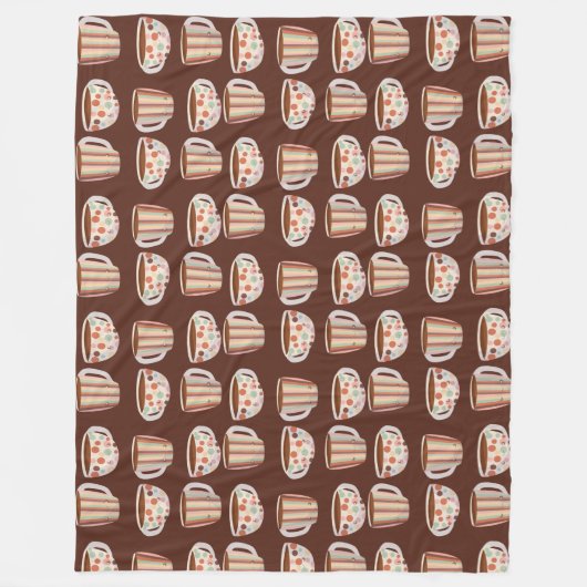 Warm Circle Pattern On Cups Of Coffee Fleecedecke (Vorderseite)