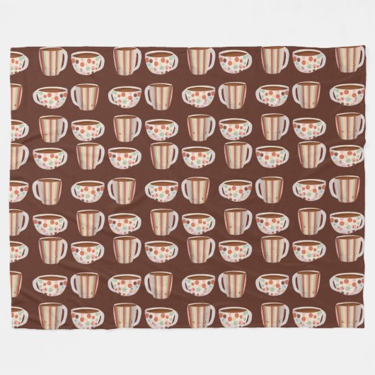 Warm Circle Pattern On Cups Of Coffee Fleecedecke (Vorderseite (Horizontal))