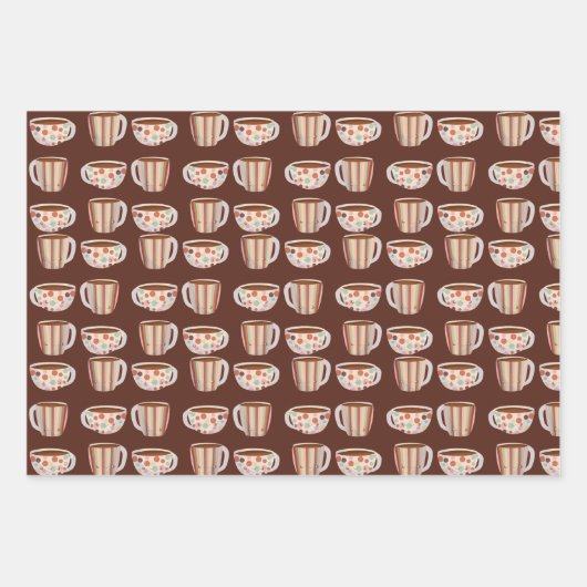 Warm Circle Pattern On Cups Of Coffee Geschenkpapier Set (Vorderseite 2)