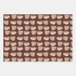 Warm Circle Pattern On Cups Of Coffee Geschenkpapier Set