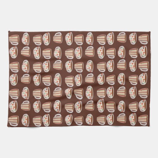 Warm Circle Pattern On Cups Of Coffee Geschirrtuch (Horizontal)