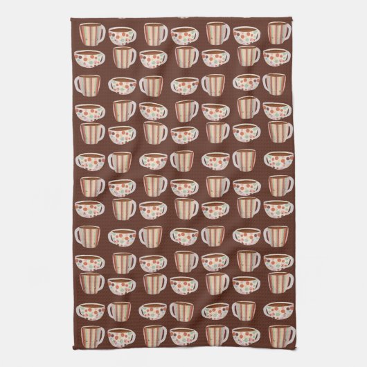 Warm Circle Pattern On Cups Of Coffee Geschirrtuch (Vertikal)